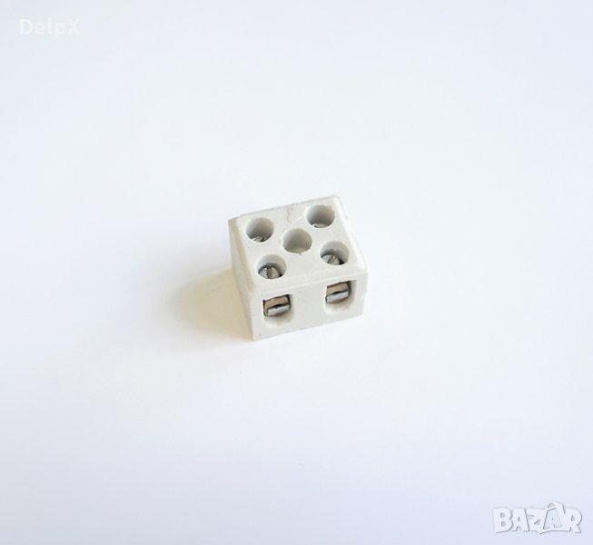 Лустер клема, порцеланова, двуполюсна, 380V, бяла, 2pin, 6mm2, снимка 1