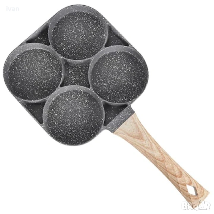 Комплект за закуска с 4 алуминиеви индукционен незалепващи тигани за яйца, снимка 1