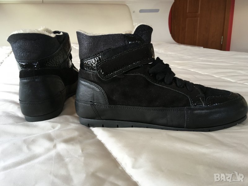 НОВИ MANAS естествена кожа черни италиански боти кецове 38 номер  , снимка 1