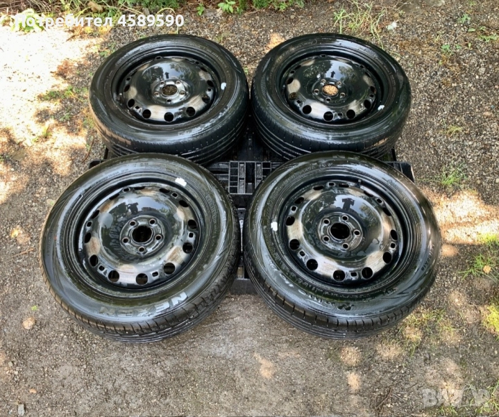 4бр.Оригинални железни джанти 15цола 5x100 + ГУМИ 195/55/15 за Vw,Audi,Skoda,Seat, снимка 1