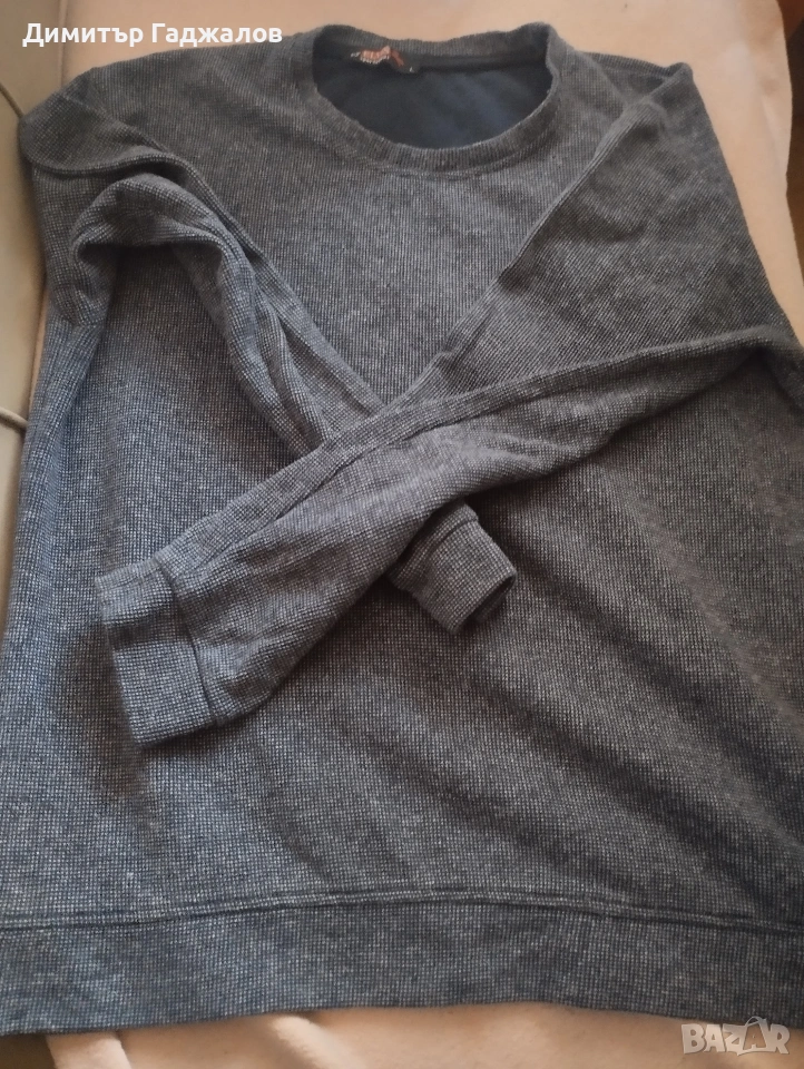 Мъжка сива блуза (пуловер) с дълъг ръкав, размер L, снимка 1