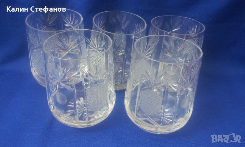 Български кристални чаши за уиски или друг алкохол – 5 бр, снимка 1