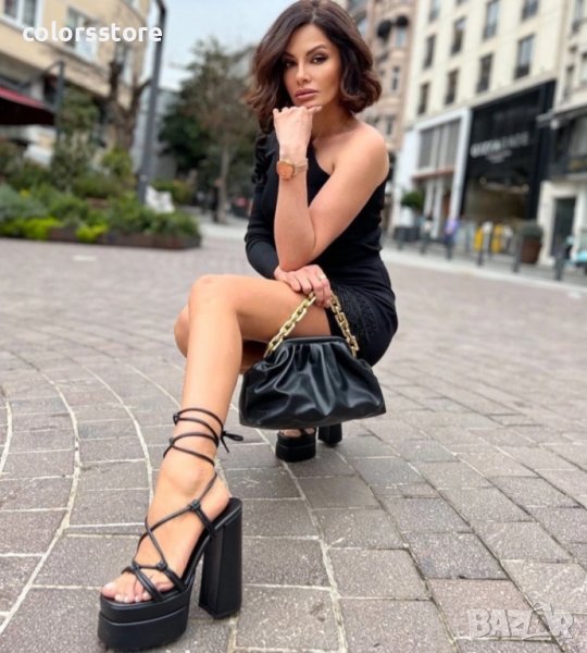 Сандали на ток - черна кожа - FM25, снимка 1