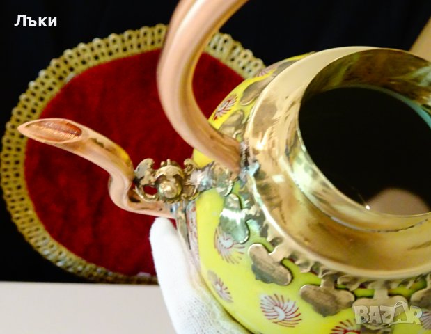 Тибетска порцеланова кана,чайник,обков мед и месинг. , снимка 8 - Антикварни и старинни предмети - 37512675