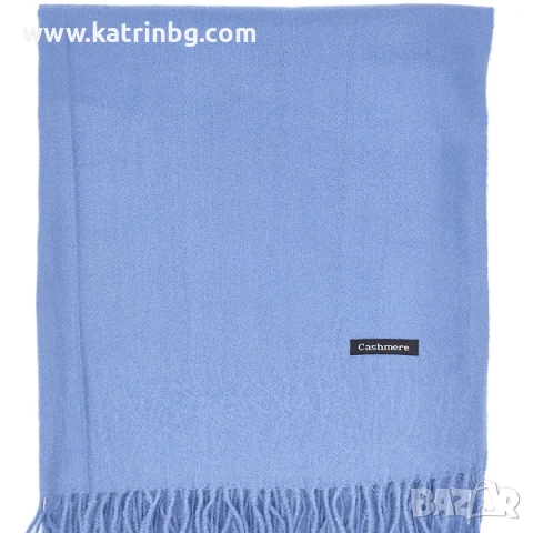 Дамски зимен комплект кашмирен шал и ръкавици с пух в светло синьо Код на продукта:DAK-0002-01, снимка 2 - Подаръци за жени - 52200471