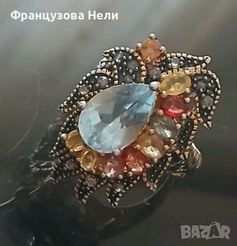 Комплект обеци и пръстен 9к и 925, снимка 2 - Бижутерийни комплекти - 54046830