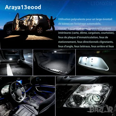 LED крушки T10 W5W 6000K 12V – бяла светлина, 2 броя, снимка 5 - Аксесоари и консумативи - 55914175