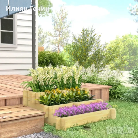 Повдигната леха Outsunny, сандъче за цветя, 3-етажна, отвор за дренаж, снимка 7 - Саксии и кашпи - 50733034