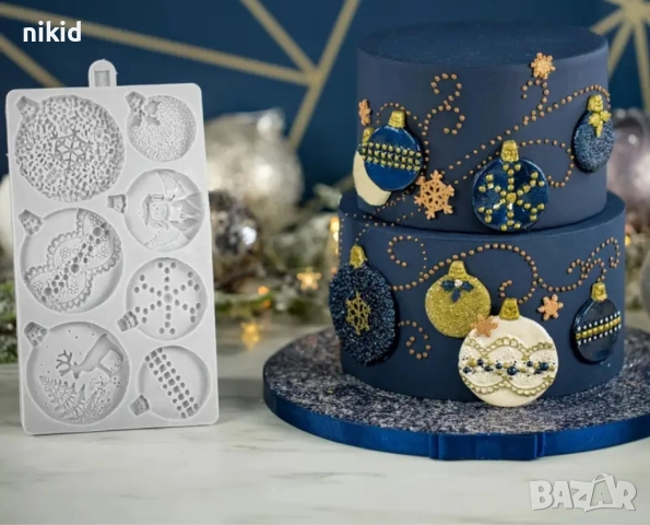 7 декорирани коледни топки коледна топка Играчка за елха украса силиконов молд форма фондан декор 