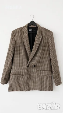 Дамско двуредно сако Zara, каре, размер M (отлично състояние)