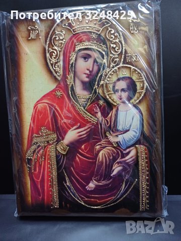 Икона на платно А4 на Пресвета Майка Богородица Закрилница - ръчна изработка . Модел А., снимка 4 - Икони - 42689100