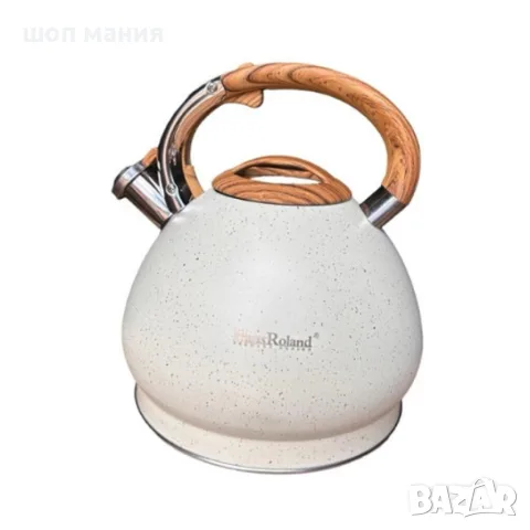 Луксозен чайник от неръждаема стомана с покритие от бял мрамор, 5L