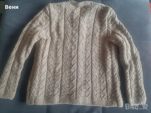 Ръчно плетен вълнен пуловер, снимка 3 - Жилетки - 38218384