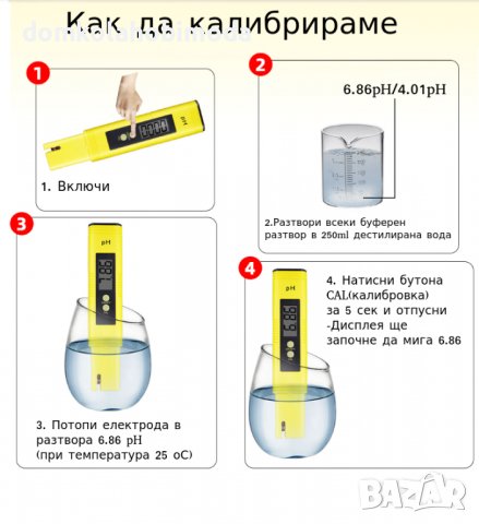 Електронен pH тестер за вода,Automatic Temperature Compensation, снимка 7 - Друга електроника - 37617787