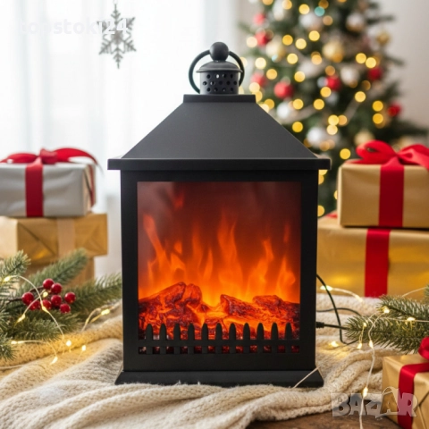 LED Декоративен фенер-камина – Реалистичен пламък за Коледа и зимен уют