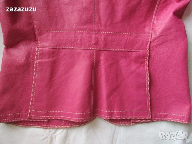 ЕСТЕСТВЕНА КОЖА Дамско кожено сако в розово, снимка 4 - Сака - 30846515