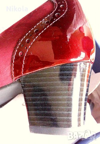 Caprice нови дамски кожени обувки, винено червени с ток, Немски №38,5, снимка 5 - Дамски обувки на ток - 29224797