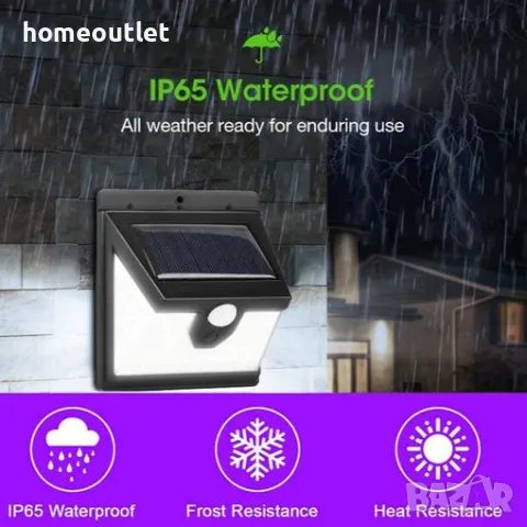 Соларна лампа с детектор за движение, комплект от 3бр., снимка 2 - Друга електроника - 47577443