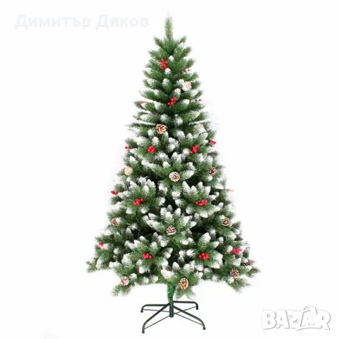 Коледно дърво с глог и шишарки с заснежени връхчета ТОП МОДЕЛ, снимка 2 - Декорация за дома - 48137197