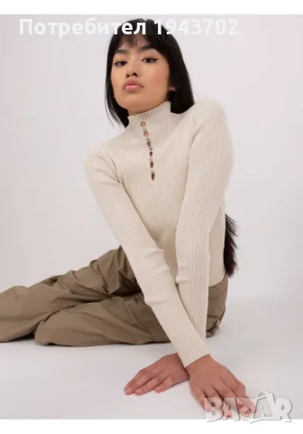 Дамско поло в бежов цвят 2302.97P, снимка 3 - Блузи с дълъг ръкав и пуловери - 48117834