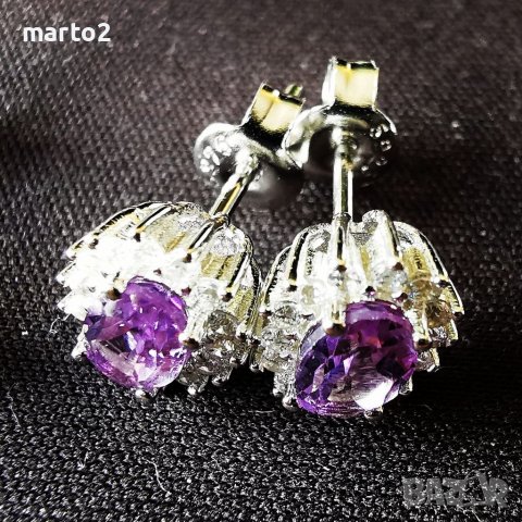 Елегантни Сребърни 925 Обеци с Натурални Гранати, Цитрини, Аметисти или Топази!, снимка 4 - Обеци - 40233601