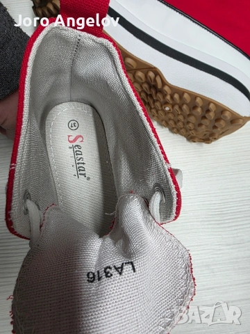 Червени стилни даmcku keцoве с дeбела noдmemka за yдoбство и дuнамика LA316 red - 37 номер , снимка 3 - Кецове - 54014796