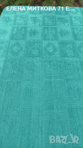 Зелена памучна покривка с ресни плътна тежка, снимка 2 - Покривки за маси - 51044819