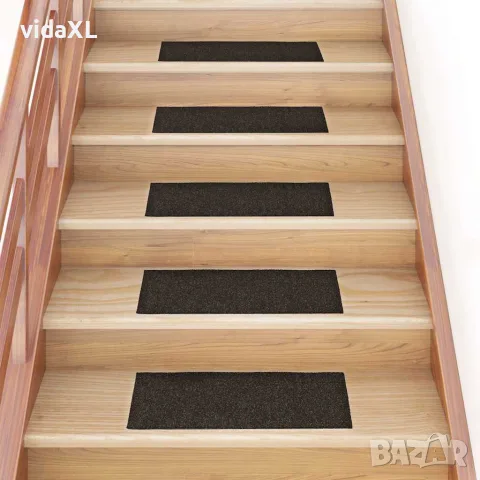 vidaXL Изтривалки за стълби, самозалепващи се, 15 бр., 60x25 см, тъмнокафяви, правоъгълни, снимка 2 - Изтривалки - 56146816