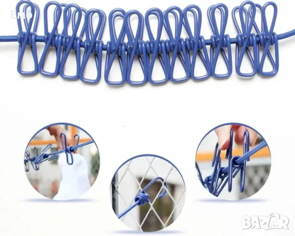 Преносимо въже за простор с щипки за пътуване и къмпингуване, снимка 8 - Къмпинг мебели - 47967328