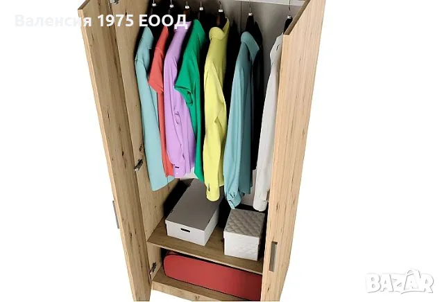 Двукрил гардероб Сити 1001 дъб артисан или комбинация мока/ лате, снимка 4 - Гардероби - 47361212