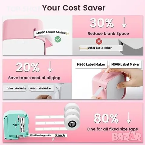 Нов Преносим термичен принтер за етикети Машина за етикетиране без мастило, снимка 3 - Други стоки за дома - 49956856