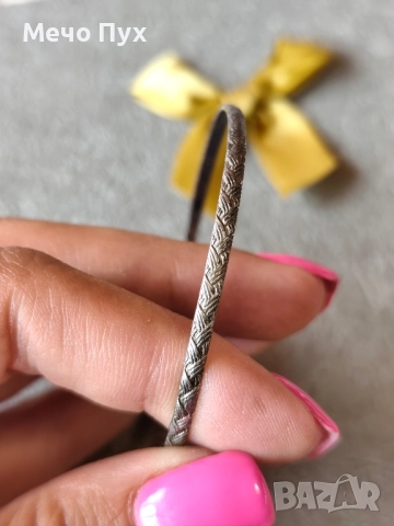 Стара сребърна твърда гривна (326), снимка 3 - Гривни - 51742260