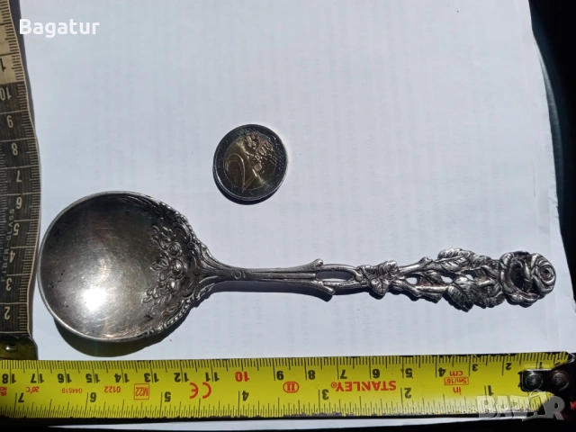 Стара сребърна лъжица немска голяма, за сладолед, снимка 7 - Антикварни и старинни предмети - 54126282