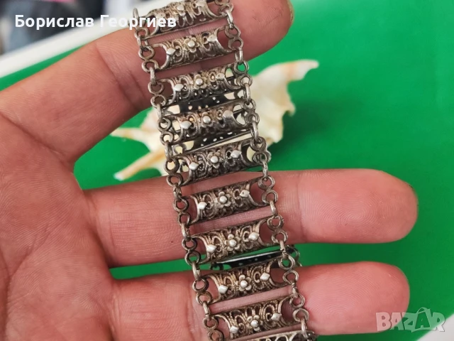 Стара сребърна гривна, снимка 6 - Гривни - 50563210