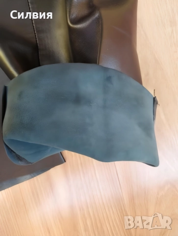 НОВ дамски лъскав кожен панталон от истинска естествена кожа от Англия, размер L, снимка 3 - Панталони - 52671585