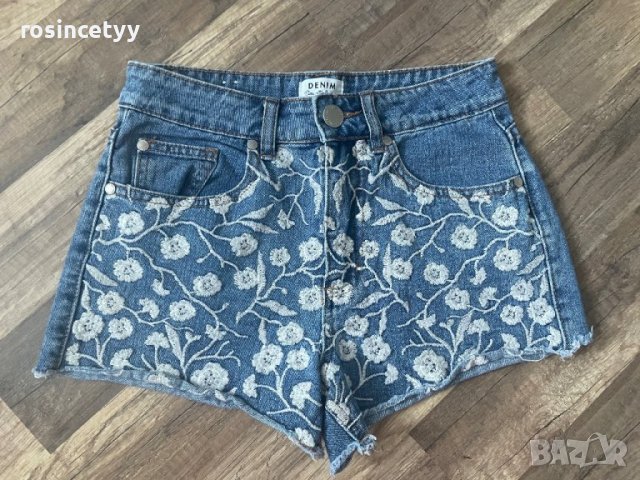 Къси дънки с бродерия , снимка 4 - Къси панталони и бермуди - 39536923