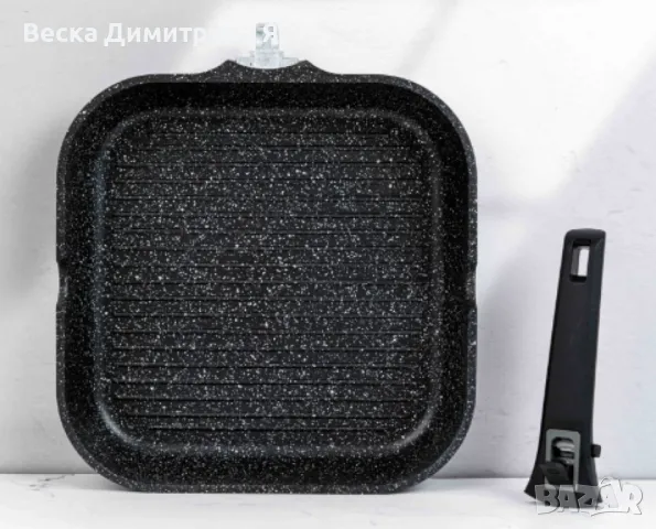 Тиган грил с капак Bohmann, 28х28х5.5см., Лят алуминий, Подвижна дръжка, Индукция, снимка 3 - Съдове за готвене - 47885048