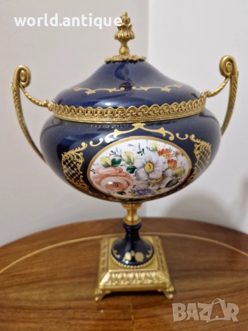 Уникална антикварна френска порцеланова купа Limoges, снимка 3 - Антикварни и старинни предмети - 53063115