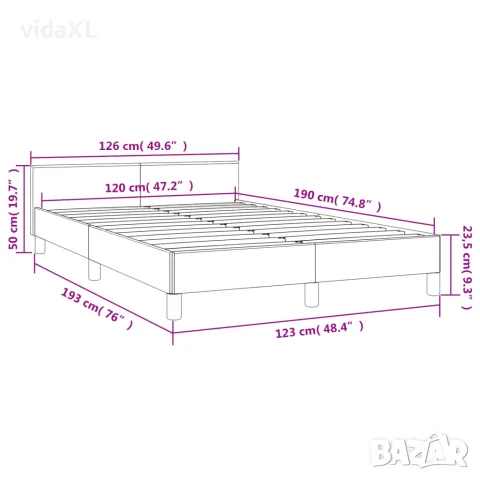 vidaXL Рамка за легло без матрак, тъмносив, 120x190 см, кадифе, снимка 9 - Спални и легла - 56147464