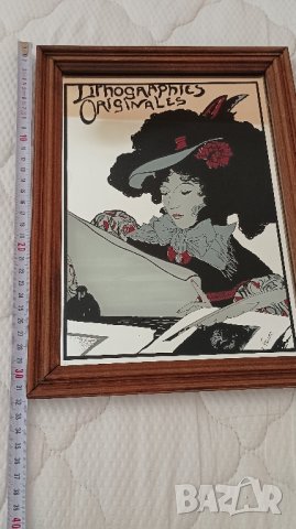 Красиво огледално произведение на изкуството, картина в стил Арт Нуво от Georgies de Feure. , снимка 3 - Други ценни предмети - 42164488