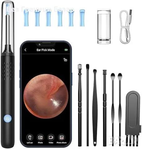 Нов WiFi отоскоп Камера за почистване на уши 1080P HD 3.5 мм 6 LED за iPhone Android