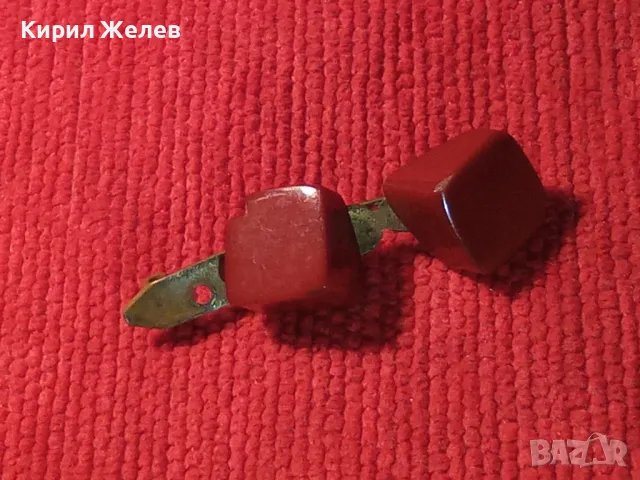 СТАРА МЕСИНГОВА АРТ БРОШКА с НАТУРАЛНИ КАМЪНИ 12335, снимка 6 - Други - 30580749