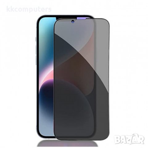 Стъклен протектор за дисплей MBX 5D Full Privacy с цяло лепило, За iPhone 14 (6.1), Черен