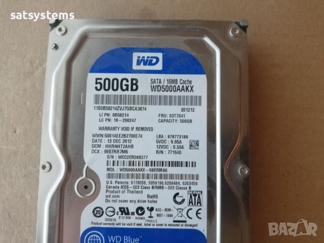 Хард диск Western Digital Blue WD5000AAKX 500GB SATA 6.0Gb/s, снимка 2 - Твърди дискове - 37332638