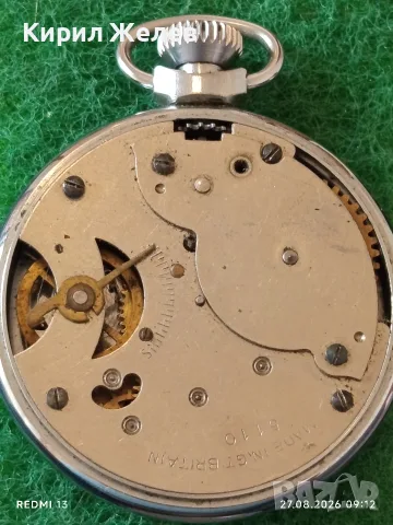 Стар джобен часовник INGERSOLL Made in Britain рядък за КОЛЕКЦИОНЕРИ 37177, снимка 6 - Антикварни и старинни предмети - 55829547