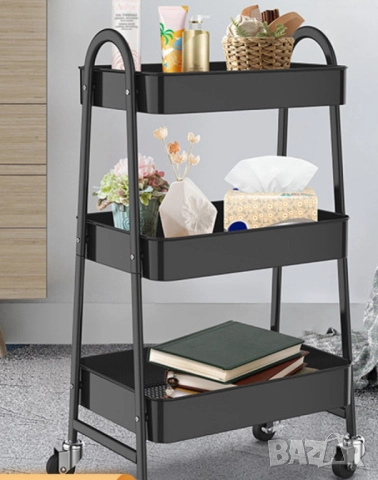 Подвижна метална етажерка на колелца., снимка 3 - Други стоки за дома - 51852203
