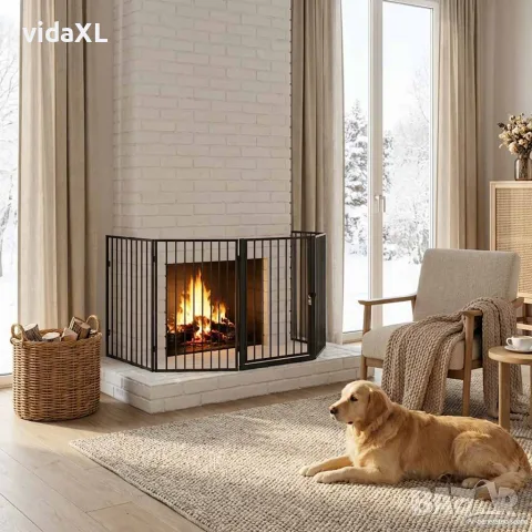 vidaXL стоманен параван за камина, черен, снимка 2 - Декорация за дома - 56146424