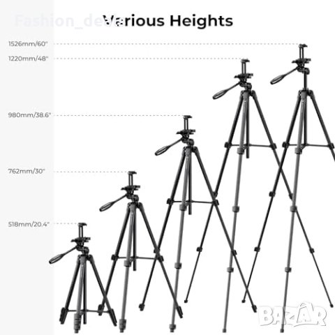 Нов K&F Concept Лек Статив за Смартфон и Камера 152cm + Bluetooth Дистанционно, снимка 5 - Друга електроника - 42840176