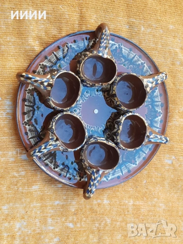 Поднос с 6 чаши кратунки