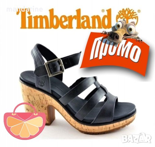 ПРОМО 🍊 TIMBERLAND № 37 & 39 🍊 Кожени дамски сандали DARK BLUE LEATHER нови с кутия
